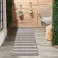 Nourison Positano POS03 Charcoal and Ivory 2" x 6" Indoor/Outdoor Runner, , large