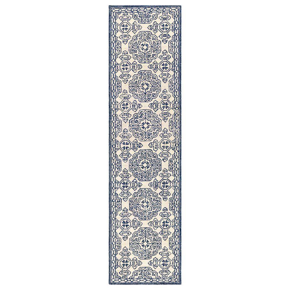 Surya Granada GND-2303 2'6" x 10' Dark Blue, Denim and Ivory Runner Rug, , large