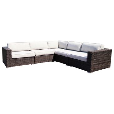 Living Source International 5-Piece Patio Sectional in Brown, , large