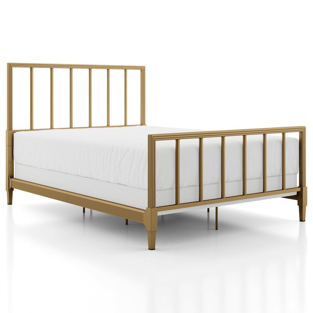 Furniture of America Blair Queen Slat Bed in Gold, , large