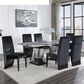 Global Furniture USA Faux Marble Pedestal Dining Table and 6 Chairs in Black, , large