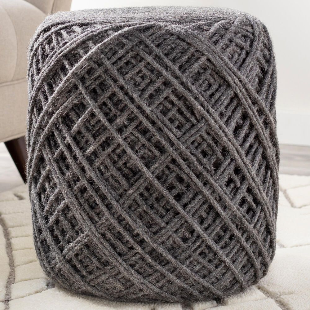 Surya Xena Pouf in Charcoal, , large