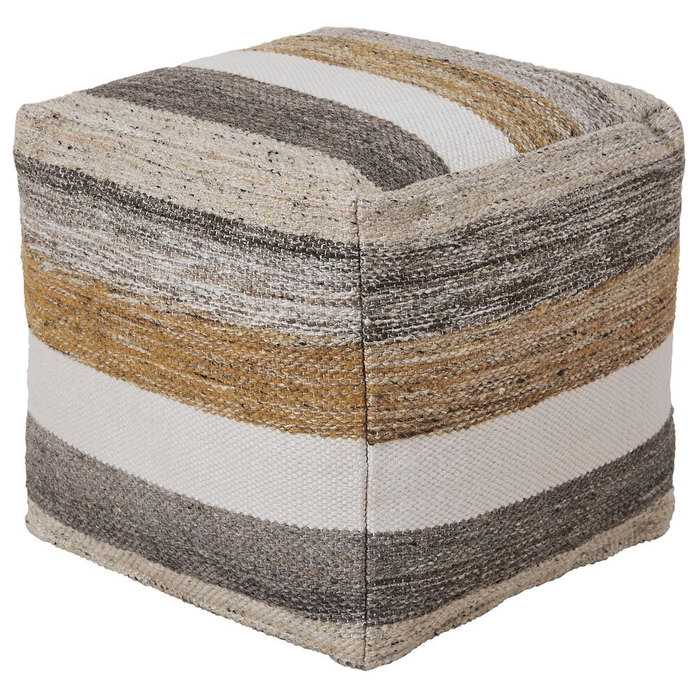 Ashley Josalind Pouf in White, Honey, Gray and Brown, , large