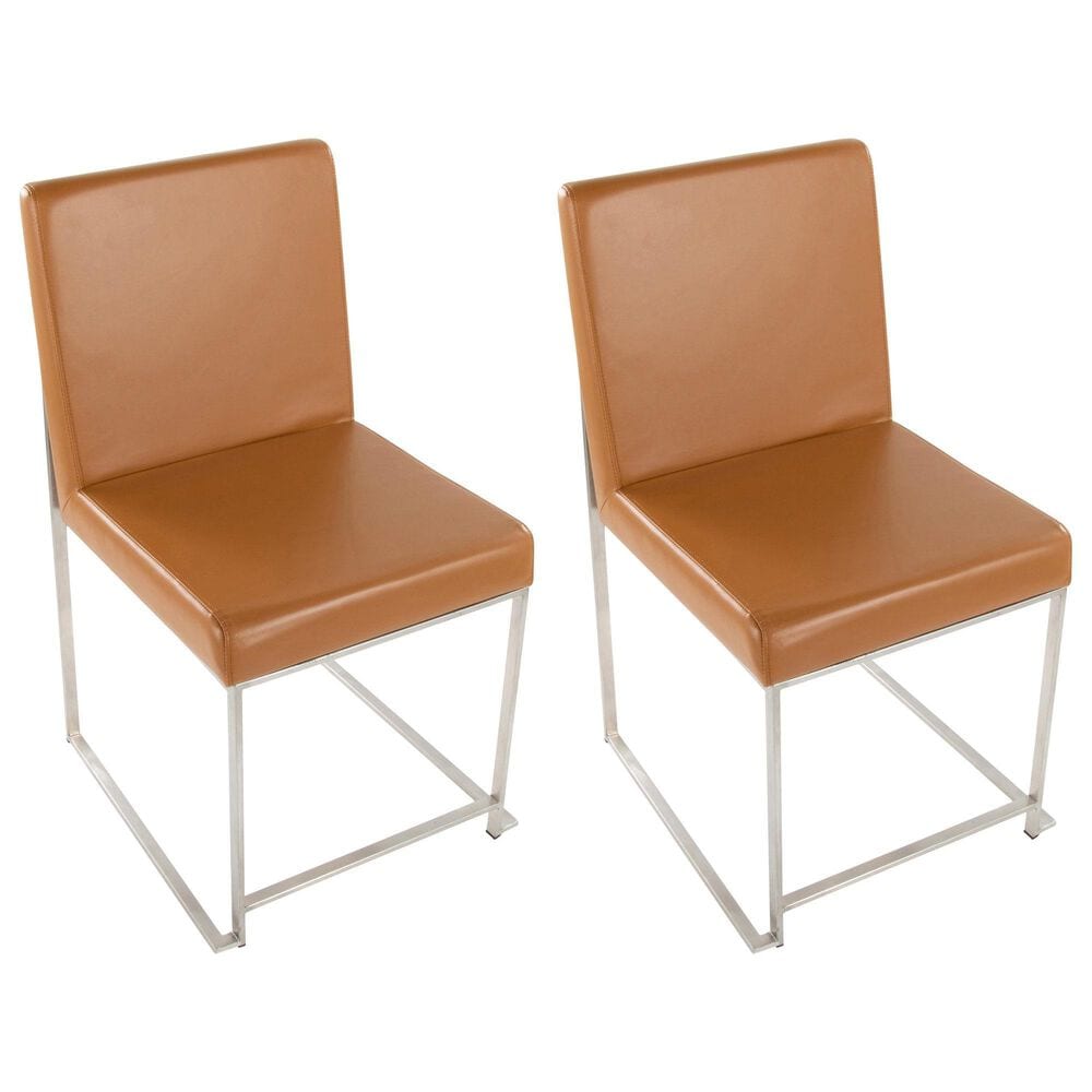 LumiSource Fuji Side Chair with Camel Cushion in Brushed Stainless Steel (Set of 2), , large