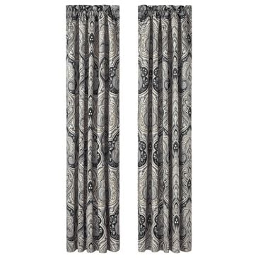 Royal Court Messina 84" x 50" Window Panel Pair in Black, Grey and Silver, , large