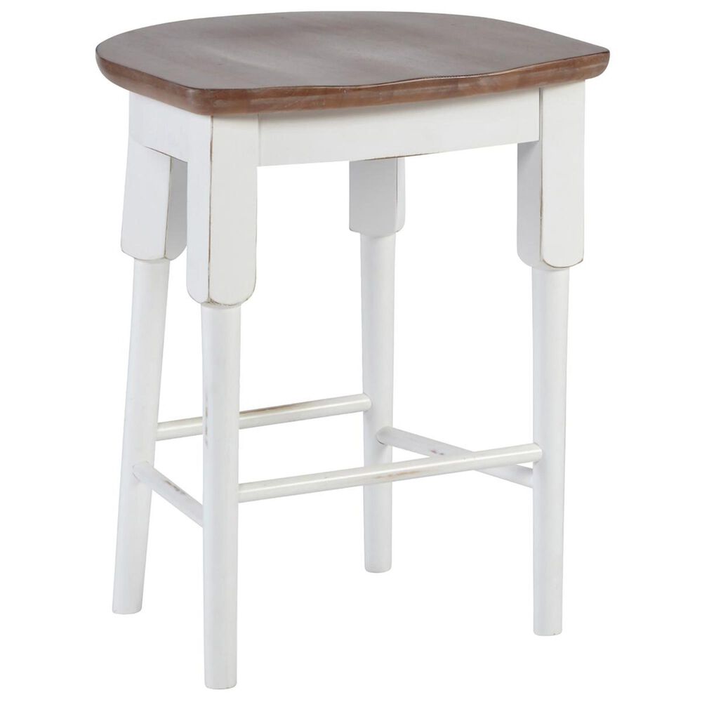 Tiddal Home Shutters Counter Stool in Light Oak and Distressed White, , large