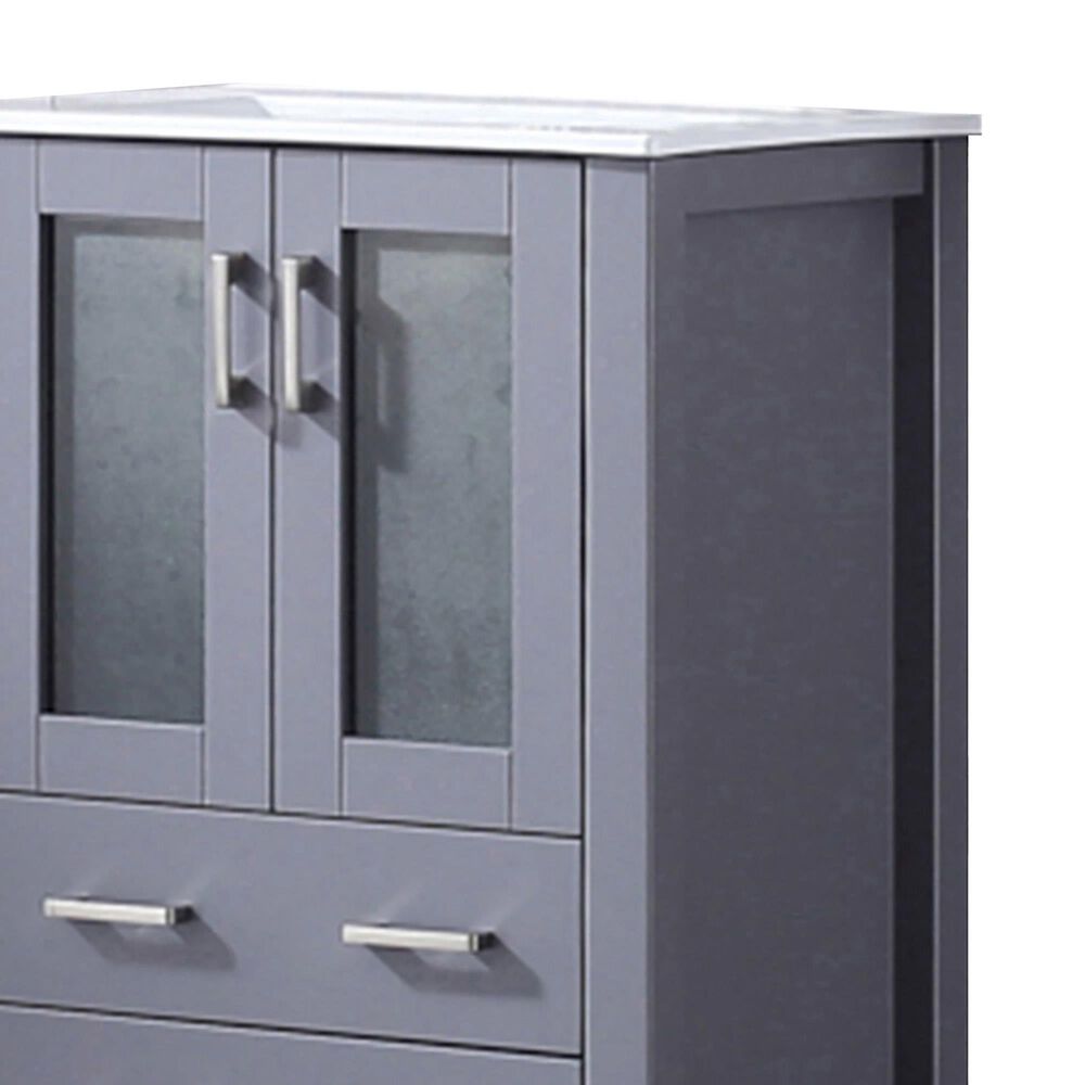 Lexora Home Volez 24&quot; Single Bathroom Vanity in Dark Grey with 2 cm White Ceramic Top and Rectangular Sink, , large