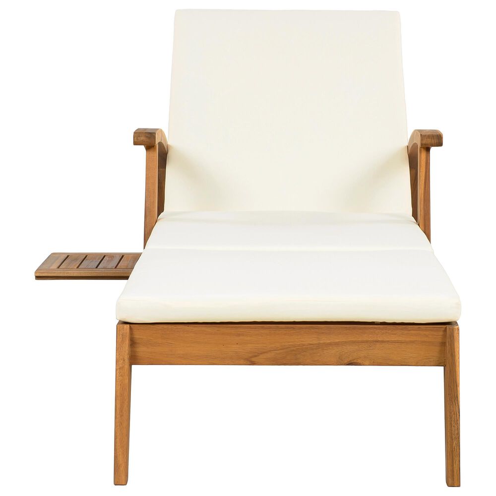 Hearth and Haven Outdoor Chaise Lounge with Armrest in Cream, , large