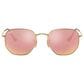 Ray-Ban Hexagonal Flat Lenses Sunglasses with Copper Lenses in Polished Gold, , large