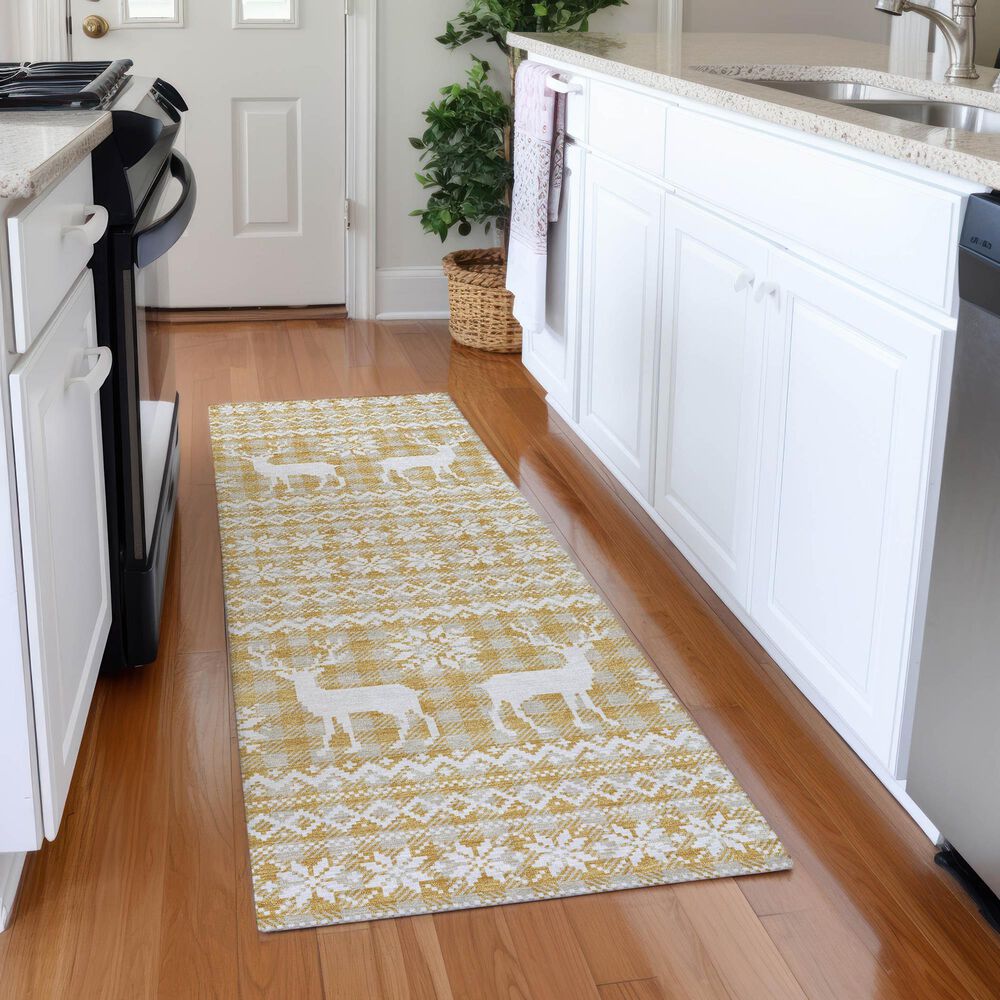 Dalyn Rug Company Wonderland WN28 2&#39;3&quot; x 7&#39;6&quot; Gold Indoor/Outdoor Runner, , large
