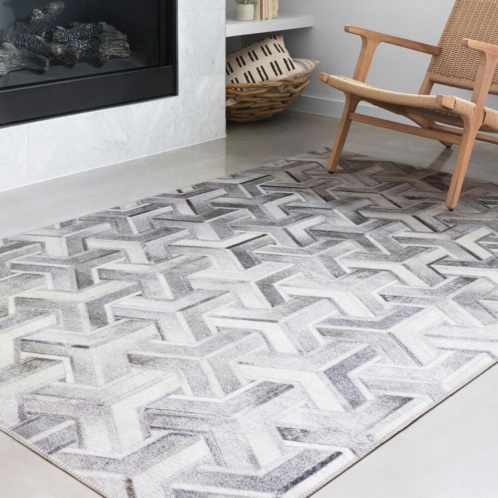 Loloi II Maddox MAD-05 3&#39;6&quot; x 5&#39;6&quot; Silver and Ivory Area Rug, , large
