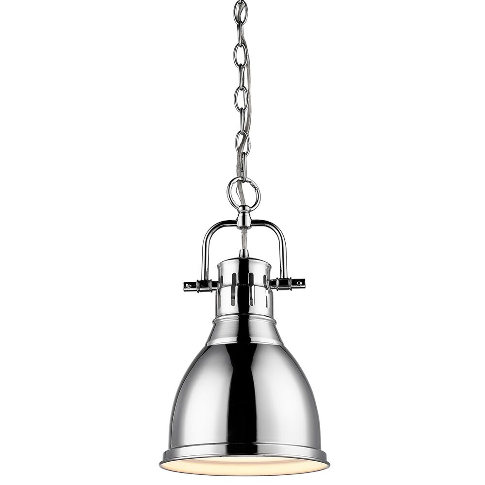 Golden Lighting Duncan 1-Light Small Pendant with Chain in Chrome, , large