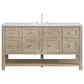 James Martin Vanities Breckenridge 60" Single Bathroom Vanity in Whitewashed Oak with 3 cm Arctic Fall Solid Surface Top and Rectangular Sink, , large