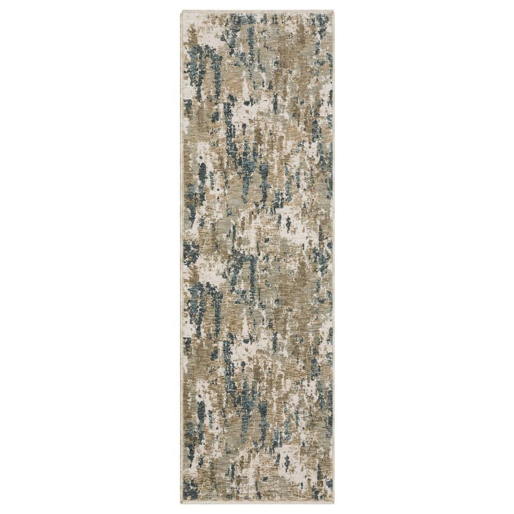 Oriental Weavers Echo Abstract Beige and Blue 2"3" x 7"6" Runner, , large