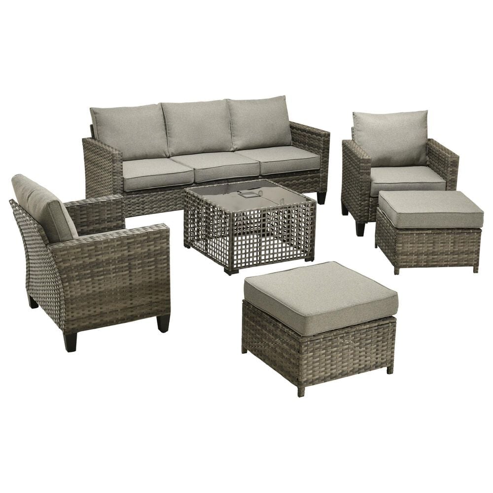 HOMLUX 6-Piece Outdoor Conversation Set in Dark Gray, , large