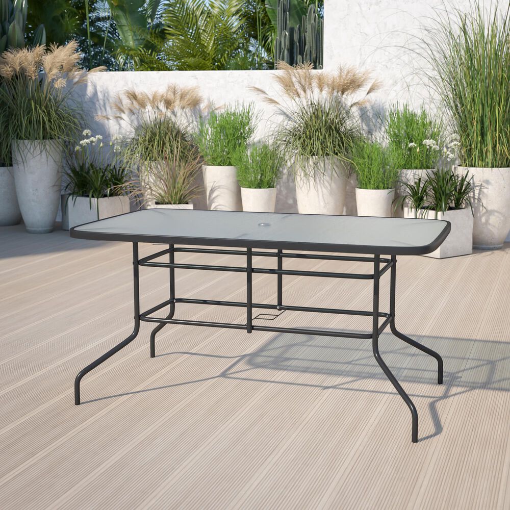 Flash Furniture Brazos 7-Piece Patio Dining Set in Black, , large