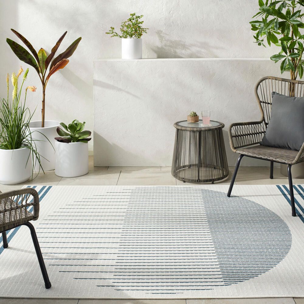 Surya Alfresco 3&#39;7&quot; x 5&#39;7&quot; Light Silver, Beige, Charcoal and Nickel Indoor/Outdoor Area Rug, , large