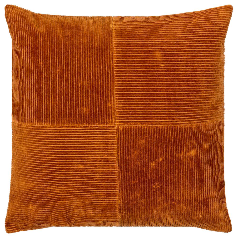 Surya Corduroy Quarters 20" x 20" Throw Pillow in Brick Red, , large