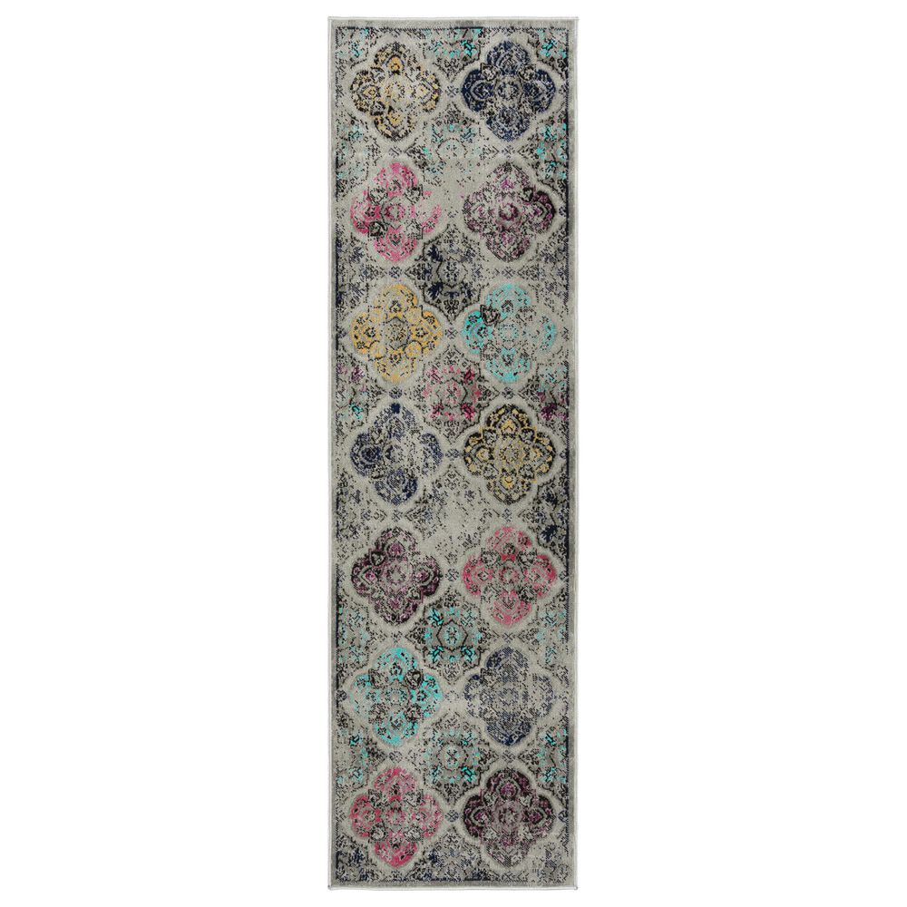 Kaleen Rugs Kaleen Rugs Zuma Beach 2"2" x 7"6" Grey, Pink, Turquoise, Navy, Gold, Plum and Black Runner, , large