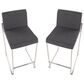Lumisource Fuji High Back Counter Stool with Charcoal Fabric Cushion in Stainless Steel (Set of 2), , large