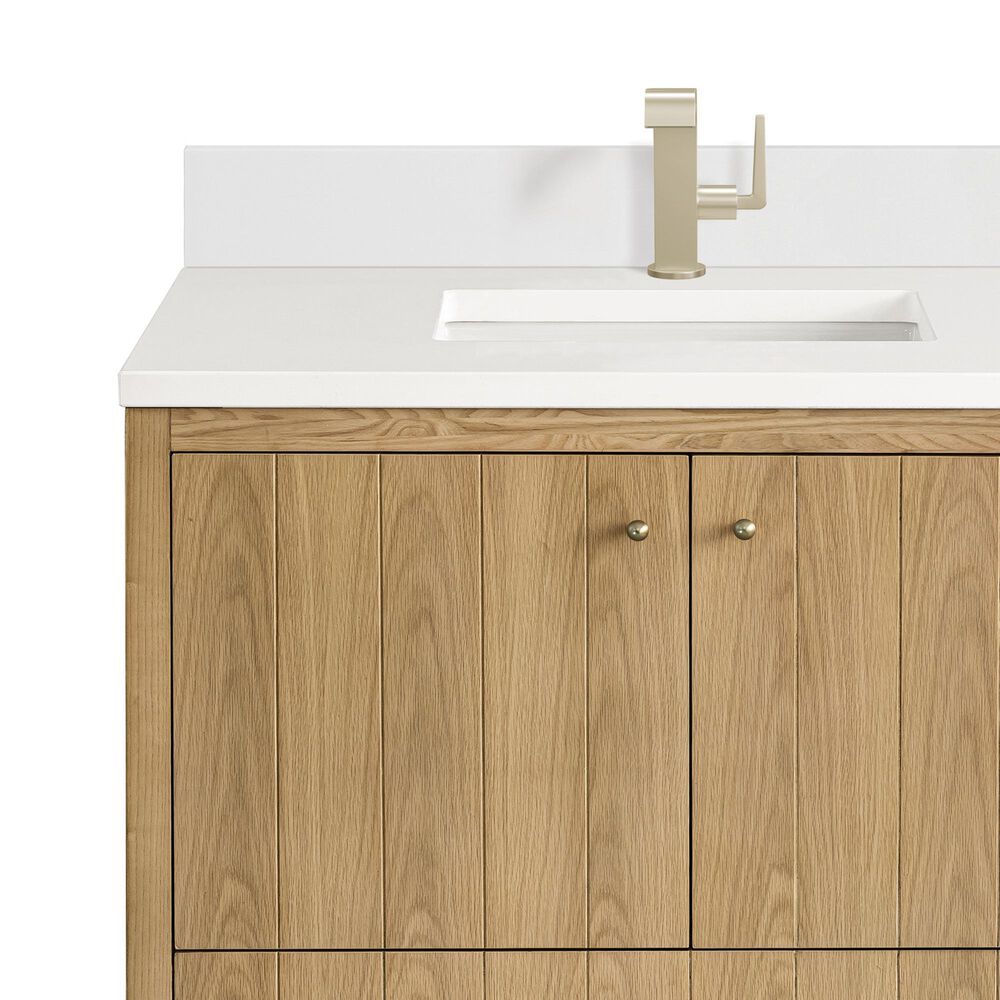 James Martin Vanities Hudson 36" Single Bathroom Vanity in Light Natural Oak with Single Hole 3 cm White Zeus Quartz Top and Rectangular Sink, , large