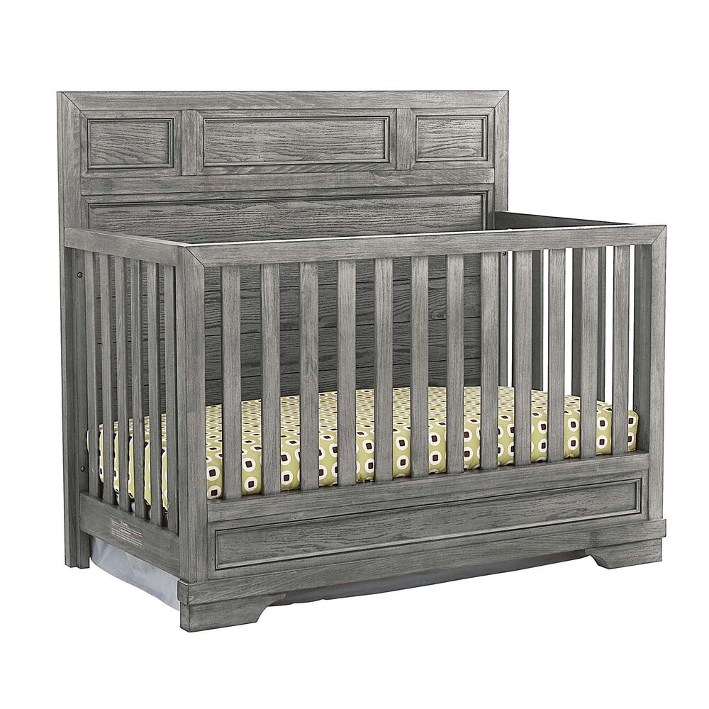 Eastern Shore Foundry Convertible Crib in Brushed Pewter with Mattress