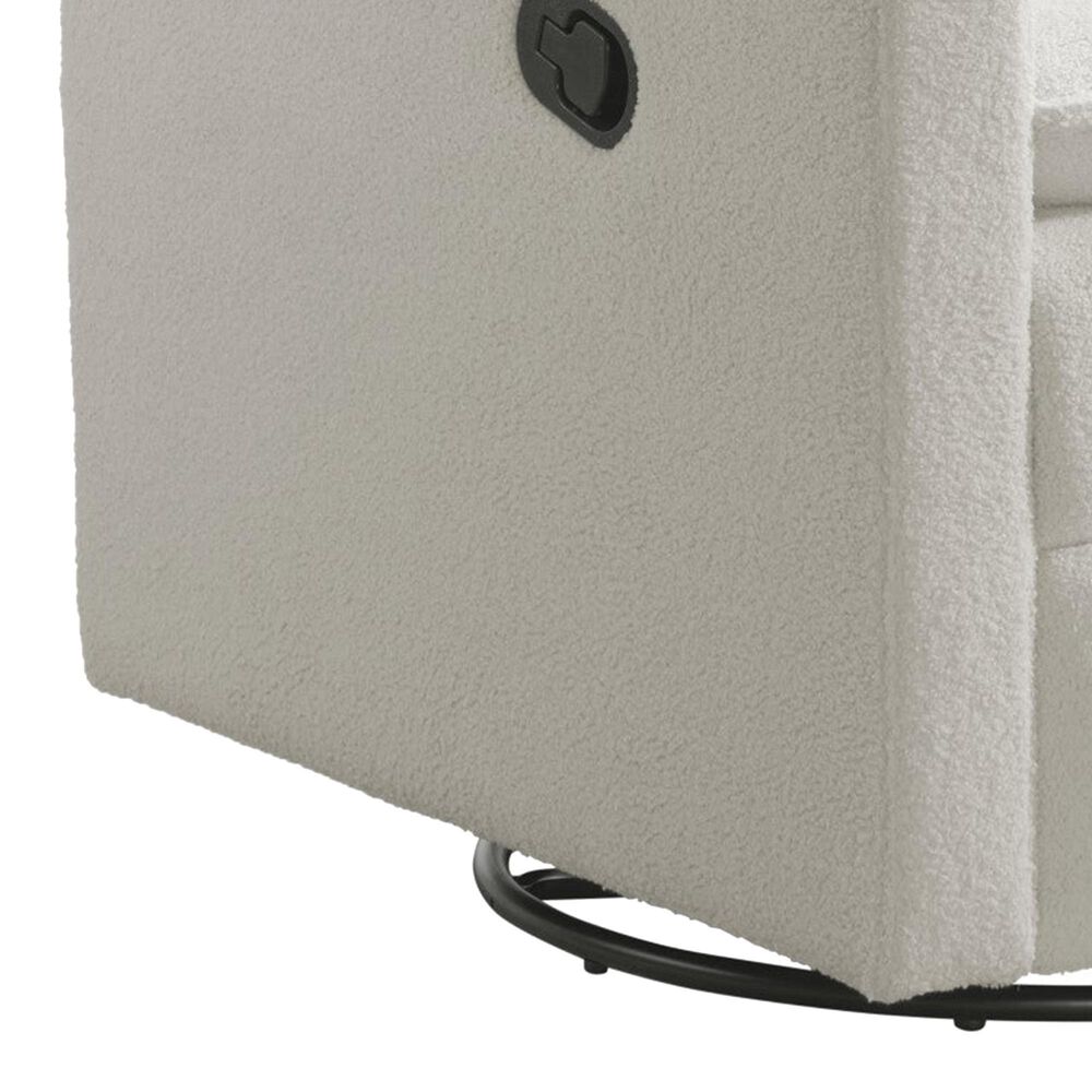 M Design Village Uptown Swivel Push Back Rocker Recliner in Boucle White, , large