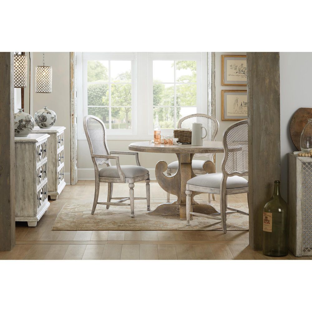 Hooker Furniture Boheme Gaston Metal Back Side Chair with Grey Cushion in Mercantile White &#40;Set of 2&#41;, , large
