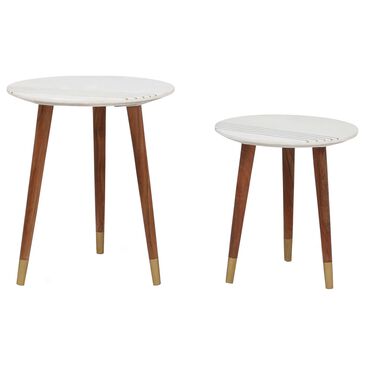 37B Terrace 2-Piece Round Nesting Table in Natural Acacia and White, , large