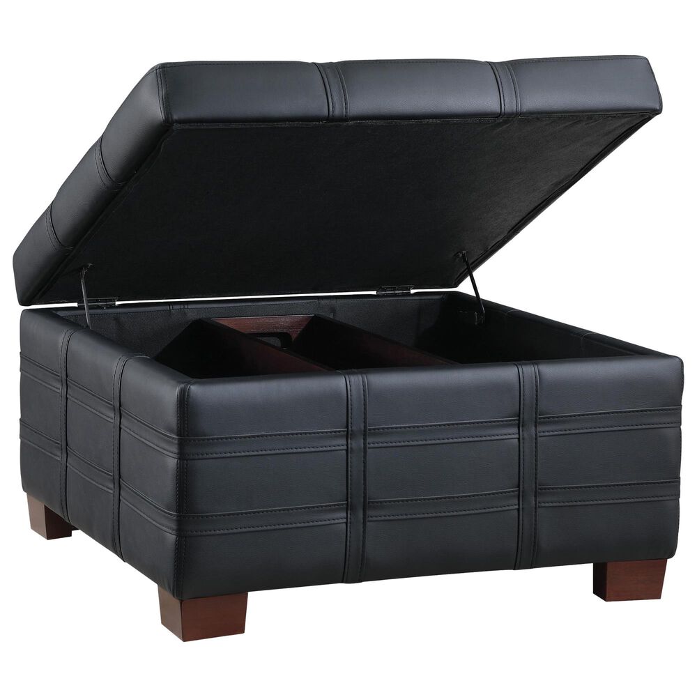 Valor Living Detour Strap Square Storage Ottoman in Black, , large