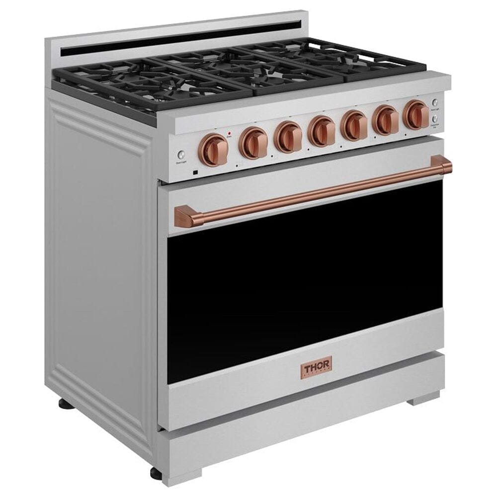 Thor Kitchen Gordon Ramsay 6 Cu. Ft. Professional Liquid Propane Range with Rose Gold Handle Kit in Stainless Steel, , large