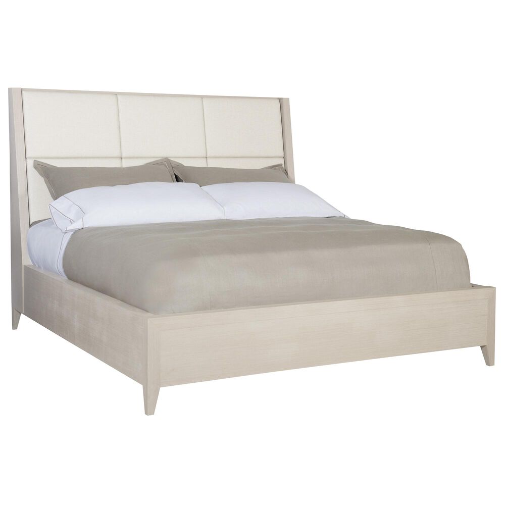 Bernhardt Axiom King Upholstered Panel Bed in Linear Gray, , large