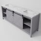 Lexora Home Marsyas 84" Double Bathroom Vanity in Dark Grey with White Carrara Marble Top and Rectangular Sinks, , large