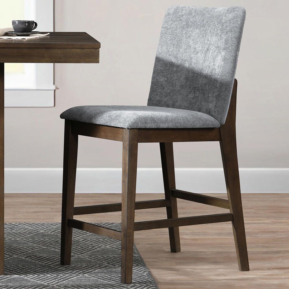 New Heritage Kody Counter Stool with Gray Upholstery in Dark Walnut, , large
