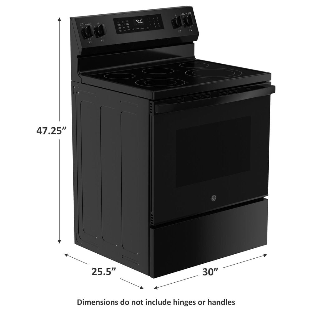 GE Appliances 30&quot; Freestanding Electric Range with Convection in Black, , large