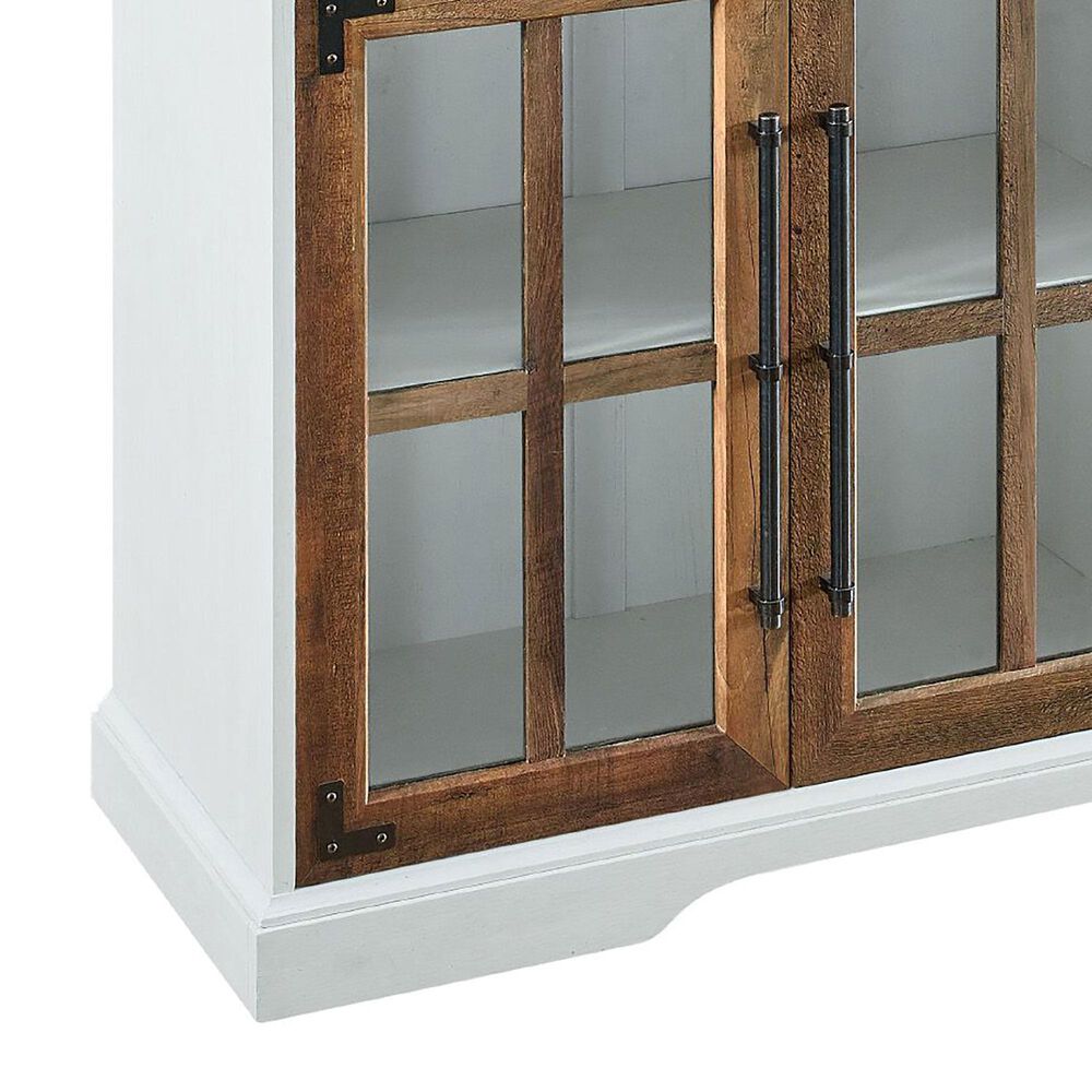 Walker Edison Abigail 58&quot; TV Stand in Brushed White/Rustic Oak, , large