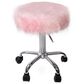 Impressions Vanity Momo Faux Fur Vanity Stool with Pink Cushion in Stainless Steel, , large