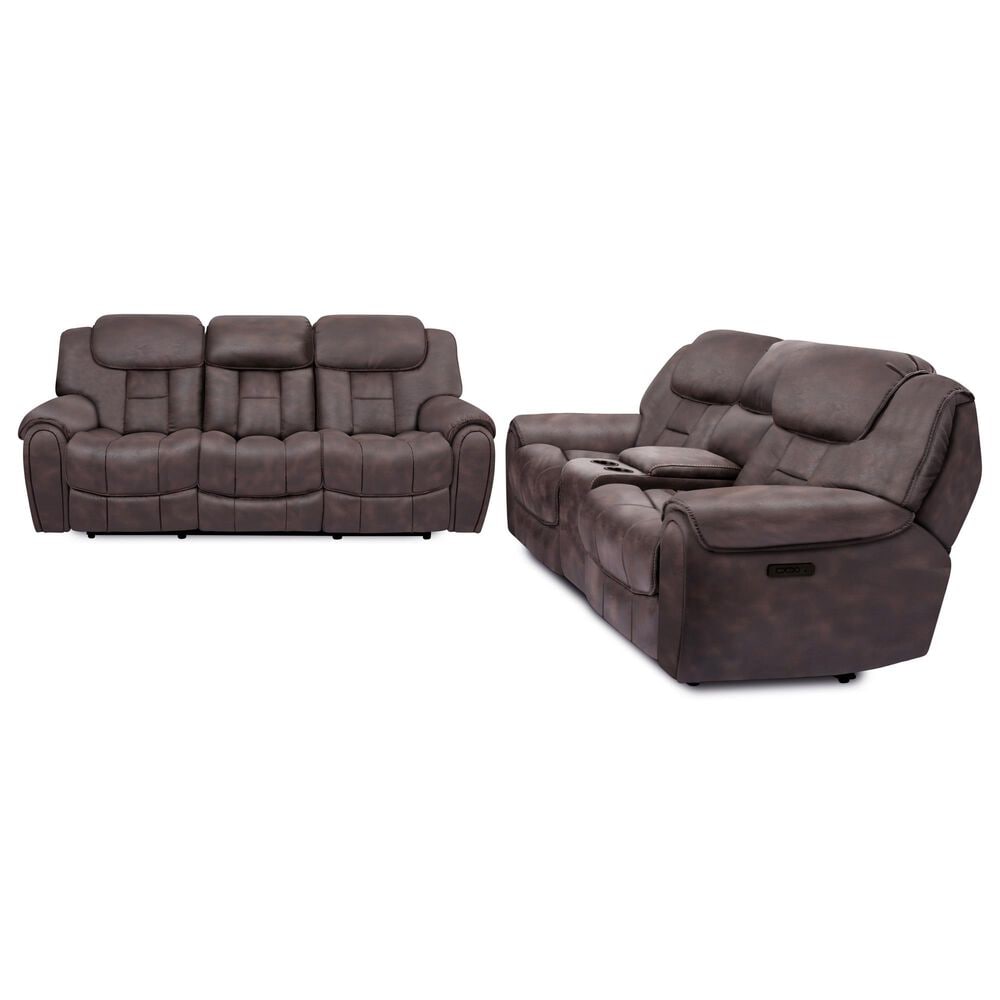 Oxford Furniture 2-Piece Power Reclining Living Room Set in Cowboy Dark Brown, , large