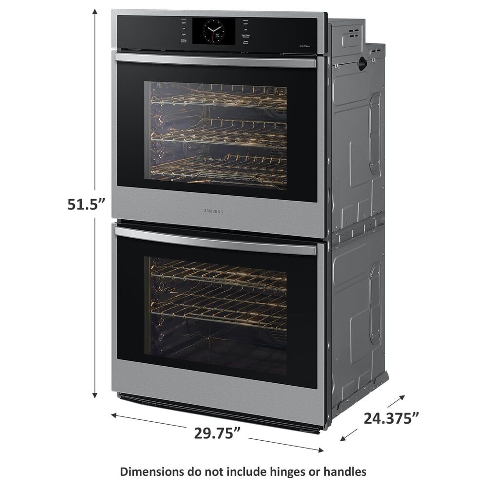 Samsung 30&quot; Double Electric Wall Oven with Convection and Steam Cook in Stainless Steel, , large