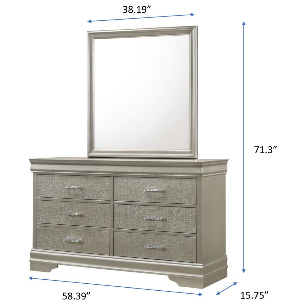 Crown Mark Amalia 6 Drawer Dresser in Champagne, , large