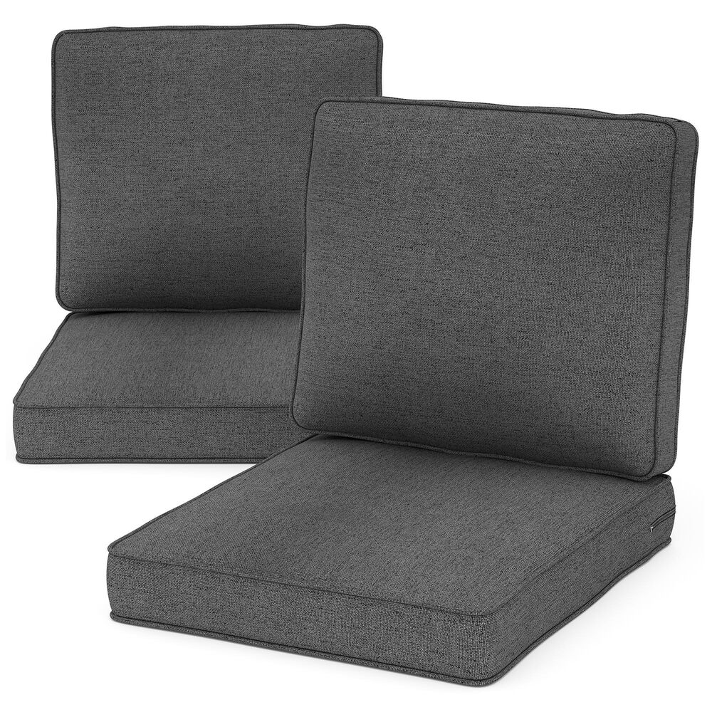 Sunwell Garden 4" Thick Outdoor Cushion Set in Dark Grey (Set of 2), , large