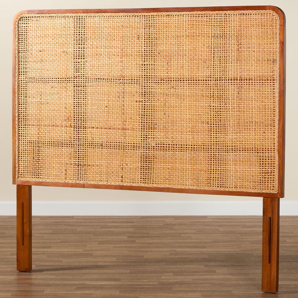 Baxton Studio Caspia Queen Headboard in Light Honey and Red Teak, , large