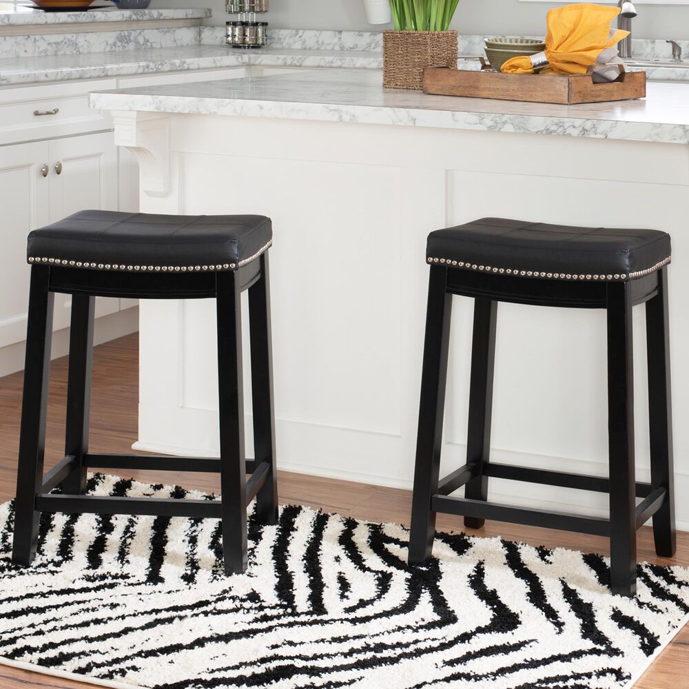 Linon Home Decor Claridge Counter Stool in Black (Set of 2), , large