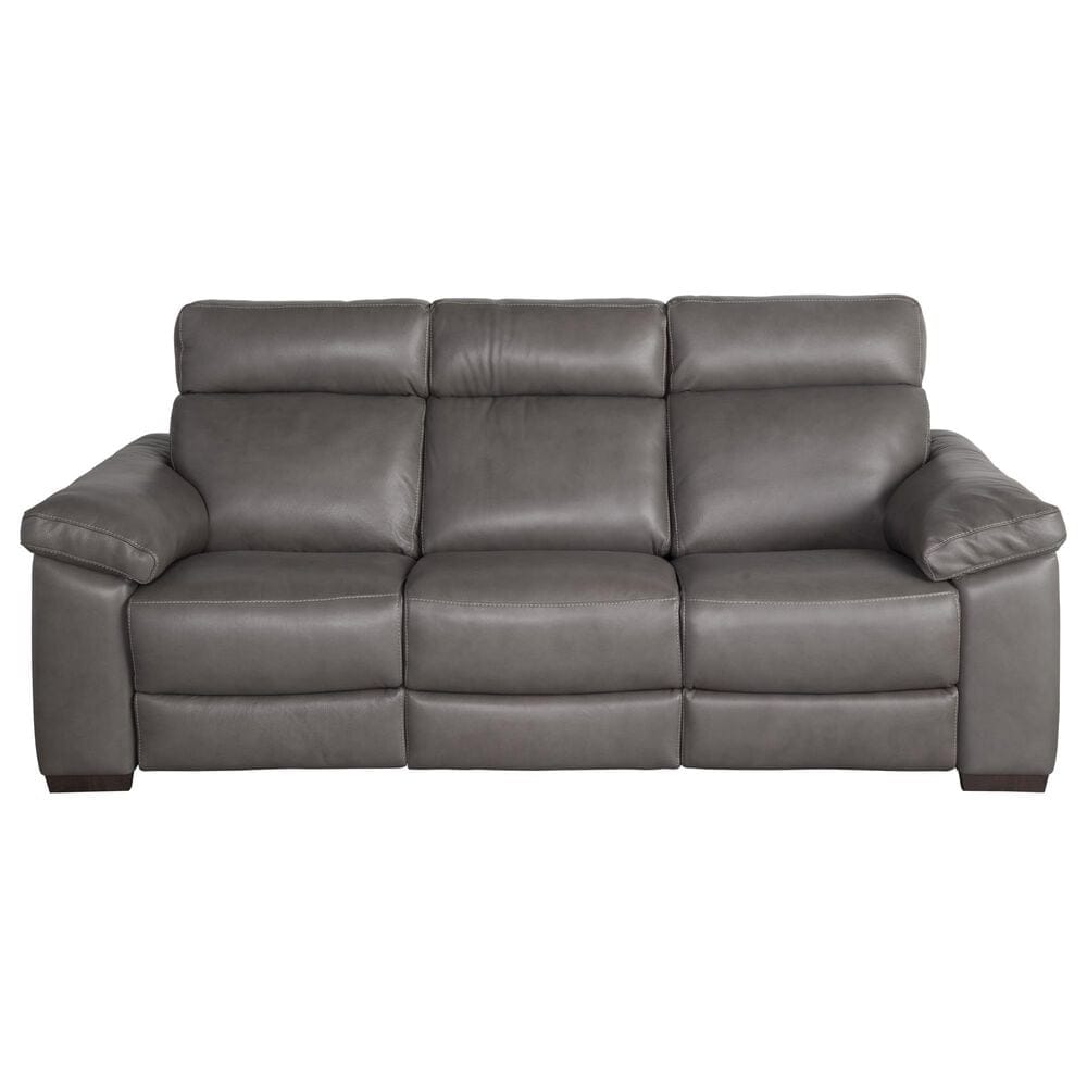 Natuzzi Editions Estremo 88" Leather Sofa with Dual Power Motion in Sauvage Dark Gray, , large