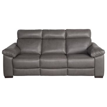Natuzzi Editions Estremo 88" Leather Sofa with Dual Power Motion in Sauvage Dark Gray, , large