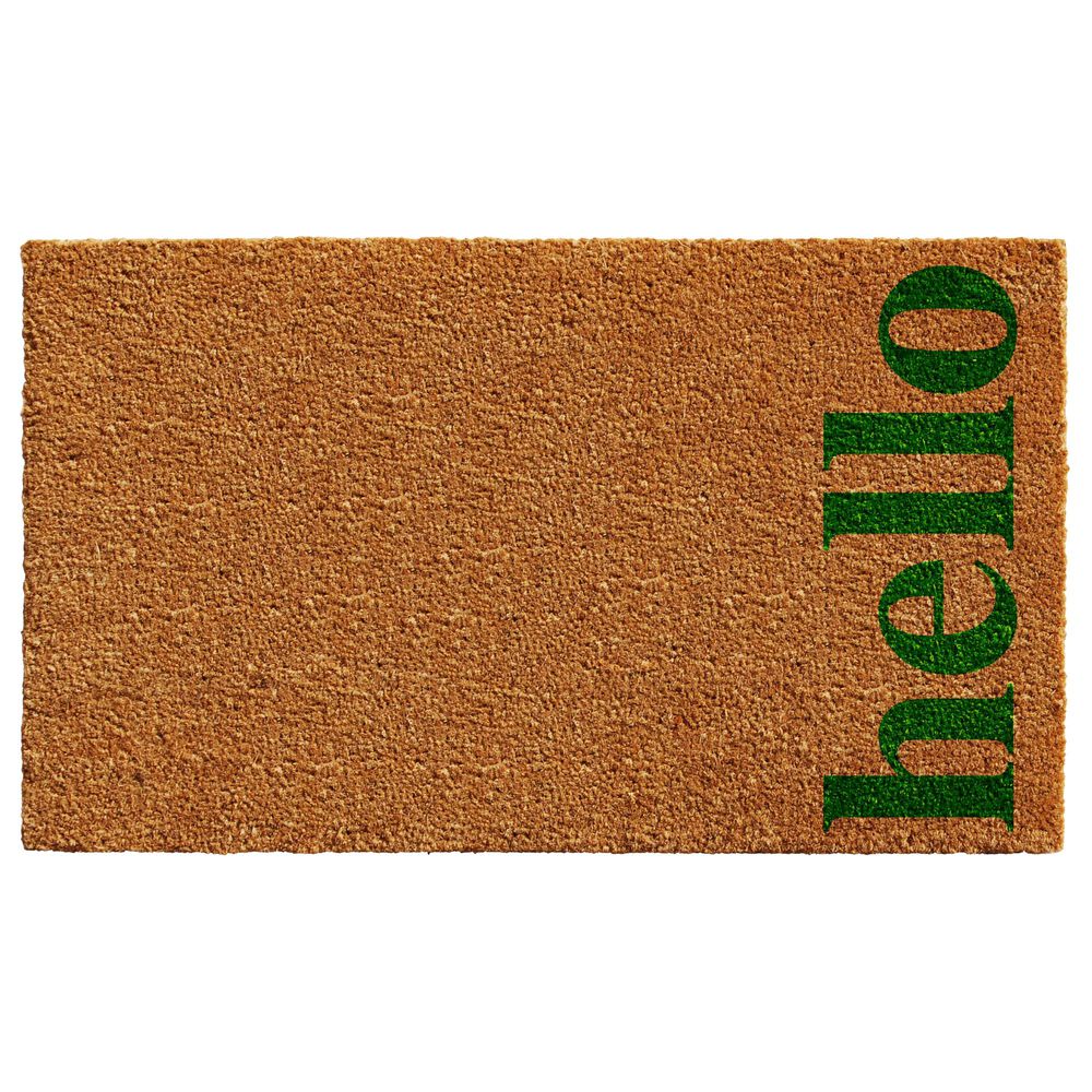 Callaway Vertical Hello  1"5" x 2"5" Natural and Green Door Mat, , large