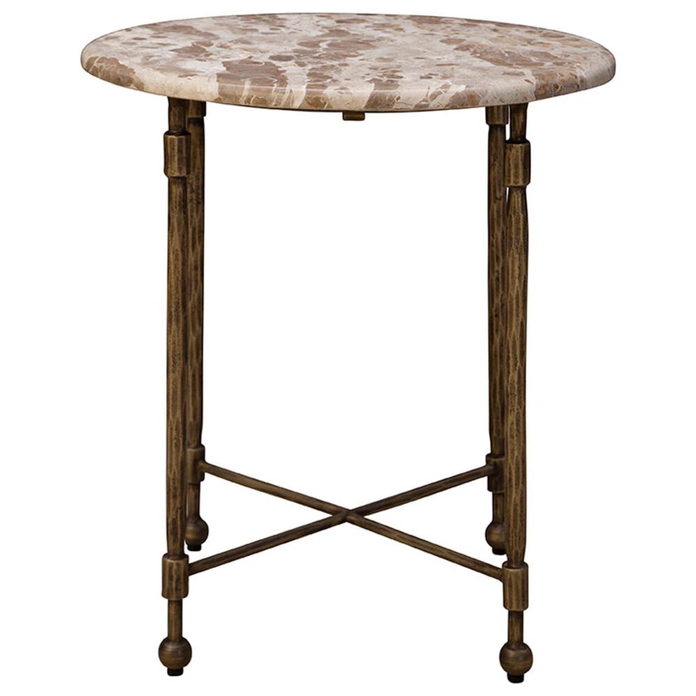 Timeless Designs Colmar Side Table in Antique Brass and White, , large