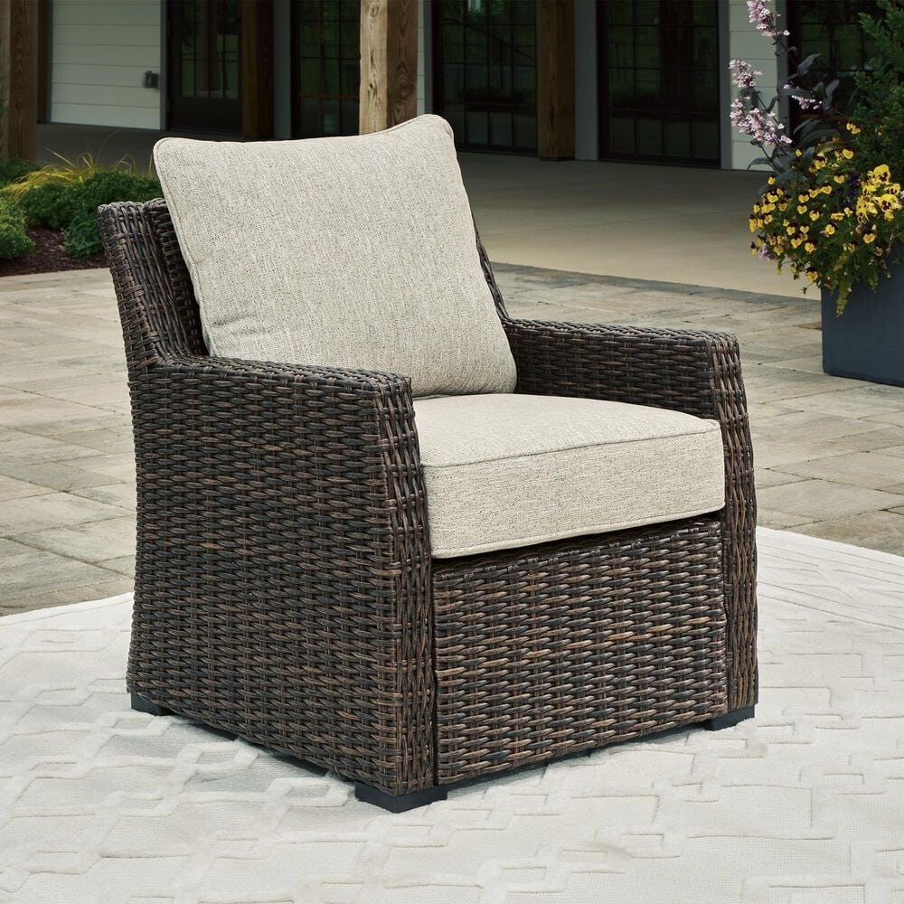 Ashley Brook Ranch 5-Piece Patio Conversation Set in Brown, , large