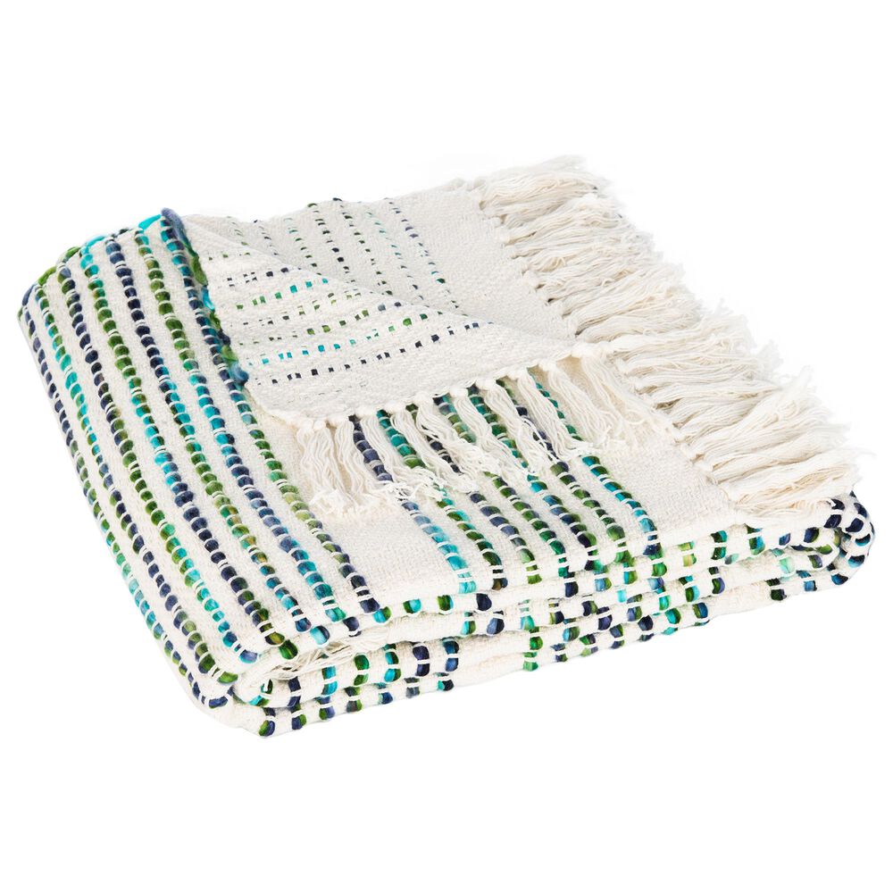 Safavieh Landra 60" x 72" Throw in Blue and White, , large
