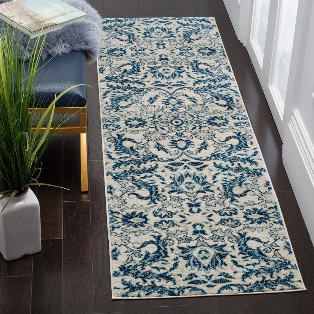 Safavieh Evoke EVK238C 2&#39;2&quot; x 11&#39; Ivory and Blue Runner, , large
